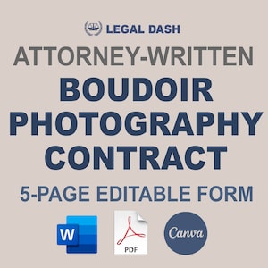 Attorney-Written Boudoir Photography Contract Template (Editable Download)