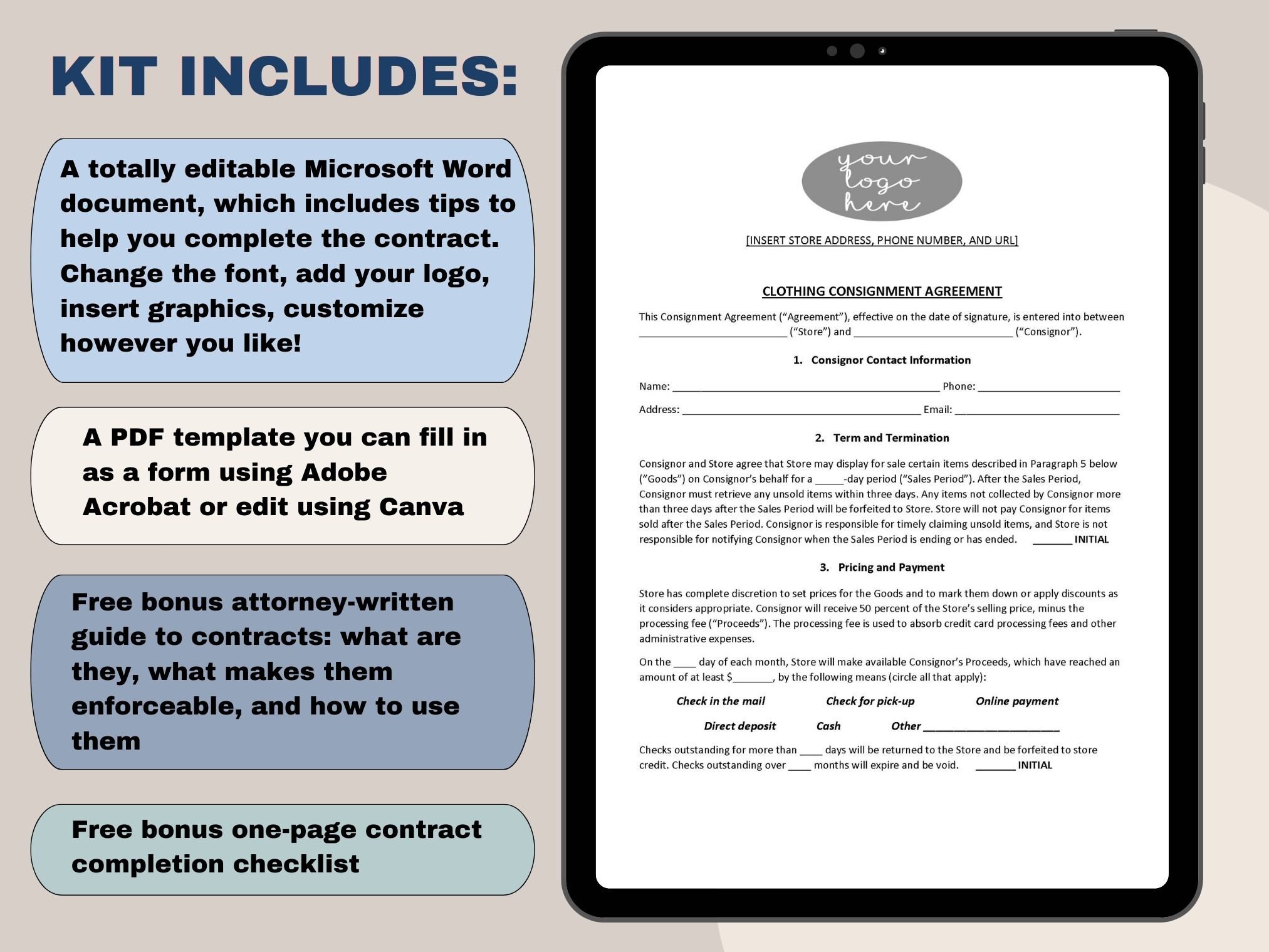 Consignment Shop Agreement Template | Attorney-written Editable Instant ...