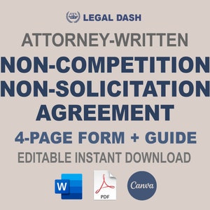 Attorney-Written Non-Compete Agreement Template (Editable Instant Download)