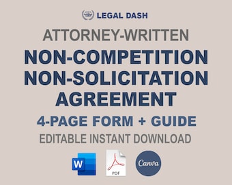 Attorney-Written Non-Compete Agreement Template (Editable Instant Download)