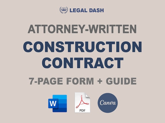 Attorney-Written Construction Contract Template (Editable Digital Download)