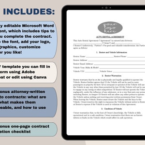 Car Rental Contract Template: Attorney-Written, Editable (Instant Download) image 3