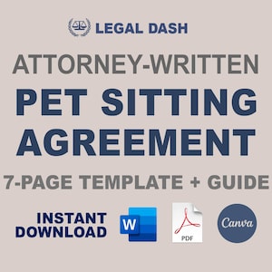 Pet Sitting Contract Template | Attorney-Written Instant Download | Editable Pet Sitting Form | Pet Sitter Agreement | Pet Sitter Contract