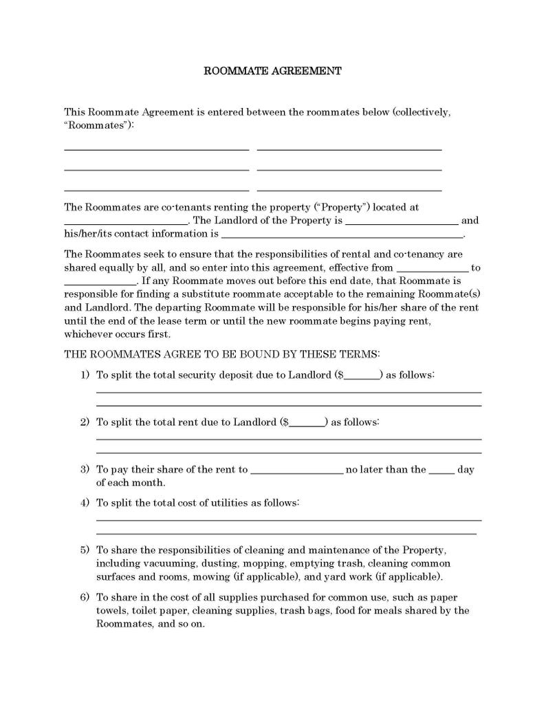 Split Rent Agreement Attorney-written Roommate Agreement Template: Editable Instant Download ...