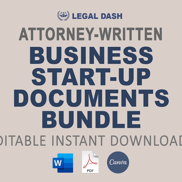 Business Startup Legal Bundle | Attorney-Written Editable Instant Download | Business Legal Forms |  Business Starter Kit | Business Forms