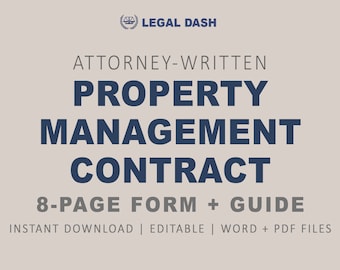 Attorney-Written Property Management Contract: Editable Template (Digital Download)