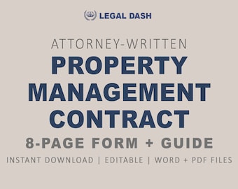 Property Manager Contract Form | Attorney-Written Editable Instant Download | Property Management Agreement | Property Management Contract