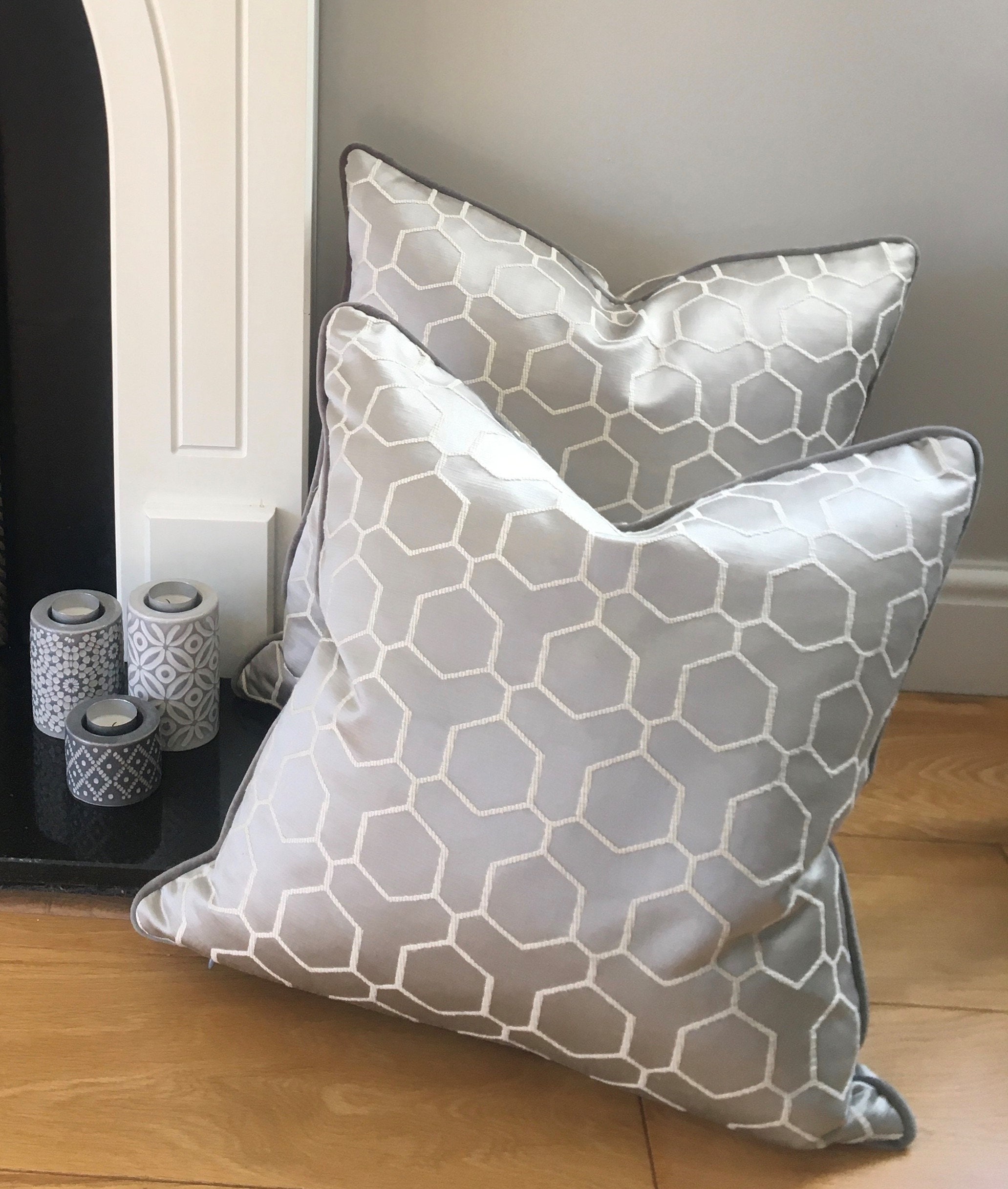 Grey geo clearance cushions