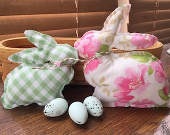 Fabric Easter Bunnies: Sitting Bunny, Farmhouse Spring Decor