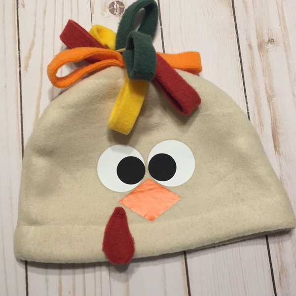 Turkey Face Fleece Hat for Babies, Toddlers and Kids--SOFT and COZY Thanksgiving Beanie--Playful Turkey Kids Cap-Winter Hat for Holidays