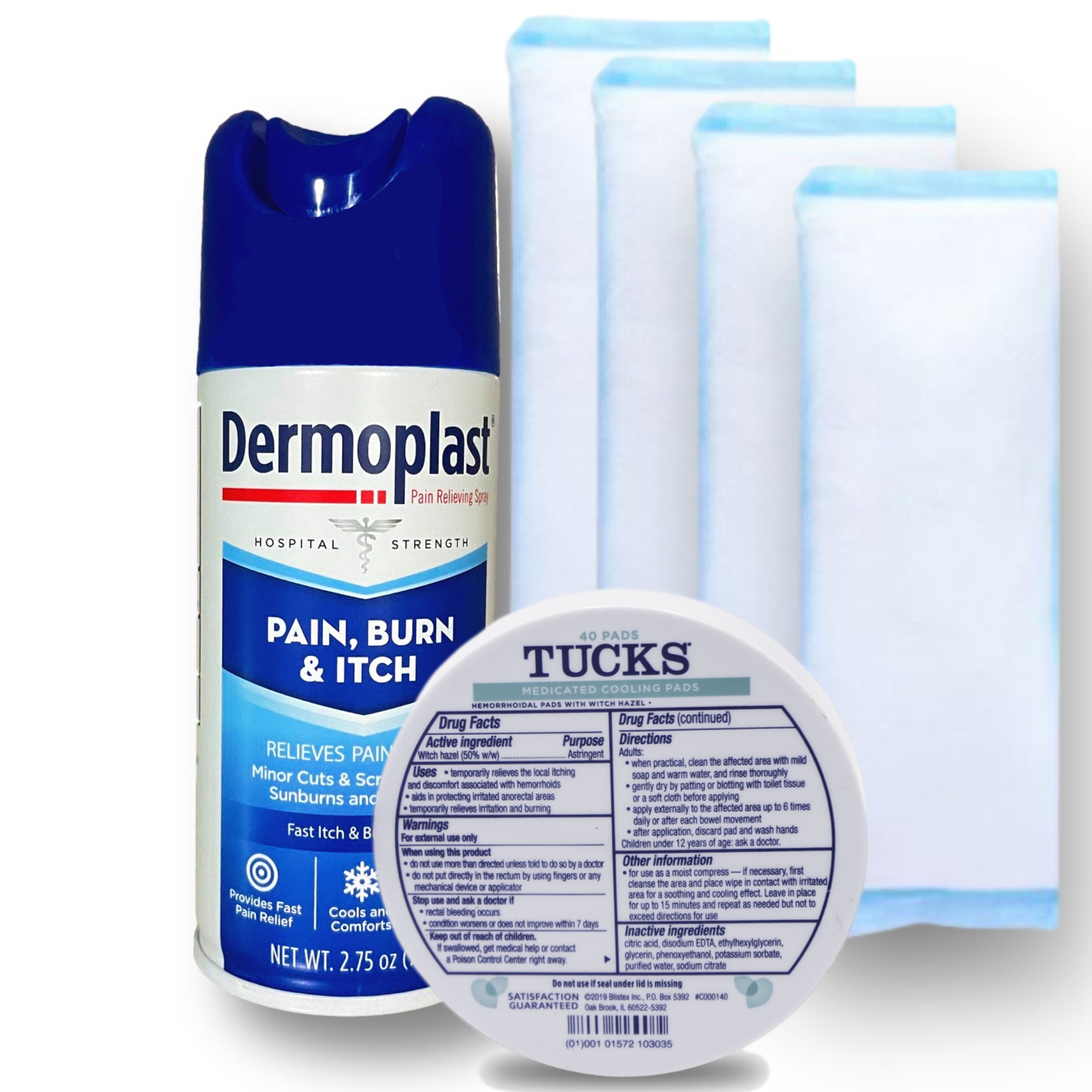 Gladness Postpartum Care Essentials Bundle Dermoplast, Tucks