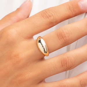 14k Solid Gold Dome Ring: Classic Bold Statement Ring