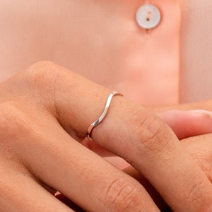 14k Solid Gold Wave Ring: Minimalist Wedding Band