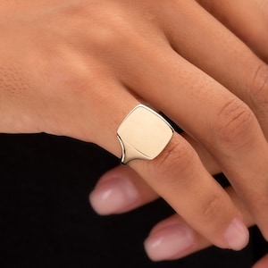 14k Solid Gold Signet Ring: Square Chevalier Personalized Ring
