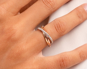 14k Solid Gold Interlocking Wedding Ring: Chunky Puzzle Band