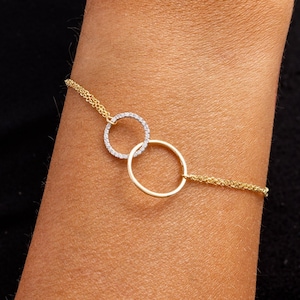Interlocking Bracelet, Gemstone Bracelet, 14k Gold Bracelet, Charm Bracelet, Infinity Bracelet, Dainty Bracelet, Anniversary Gift, Mom Gift