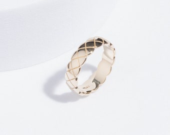 14k Solid Gold Geometrical Ring | Minimalist Wedding Band | Stackable Ring | Curved Band Ring | Unique Wedding Ring | Eternity Ring Women