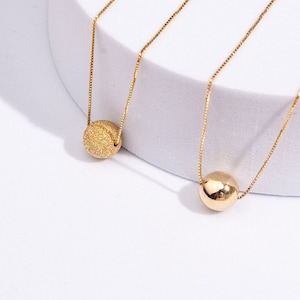 14k Gold Ball Necklace | Sphere Pendant | Box Chain Necklace | Diamond Cut Ball Necklace | Layering Necklace | Retirement Gift for Women