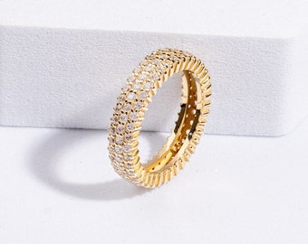 14k Solid Gold Eternity Band | Full Eternity Ring | Cz Band Ring | Unique Engagement Ring | Gemstone Ring | Wedding Band Rings for Women