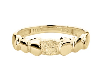 14k Solid Gold Diamond Cut Ring: Herringbone Wrap Statement Ring