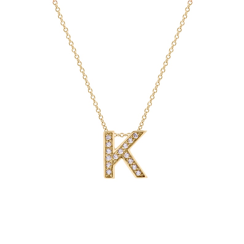 14k Solid Gold Initial Necklace