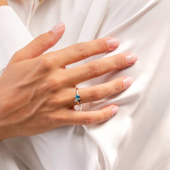 Bague Cocktail Vintage En Or Jaune 14 Carats Avec Zircone Cubique – Taille 6,5