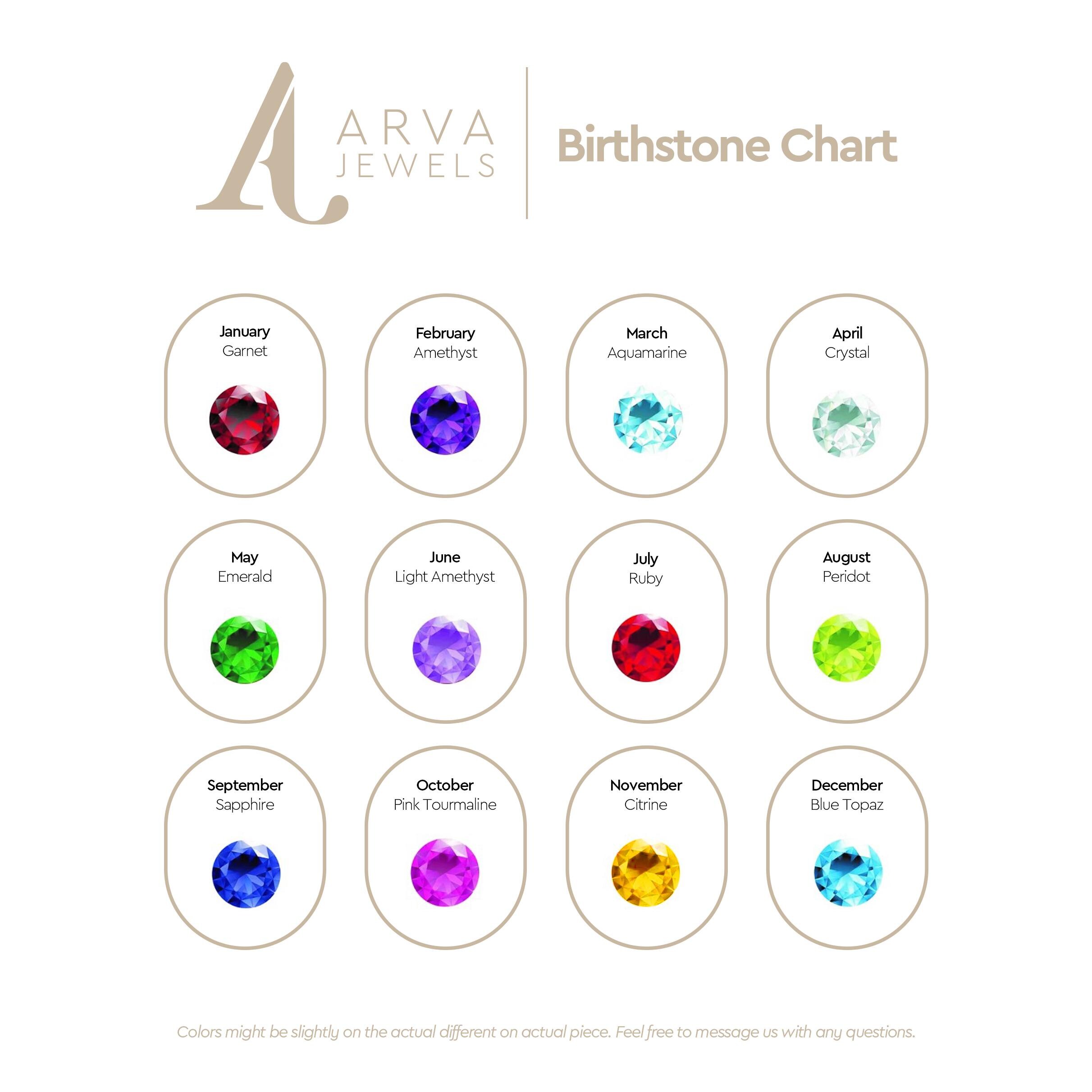 14Kソリッドゴールドバゲット誕生石リング：重ね付け可能なCZバンド