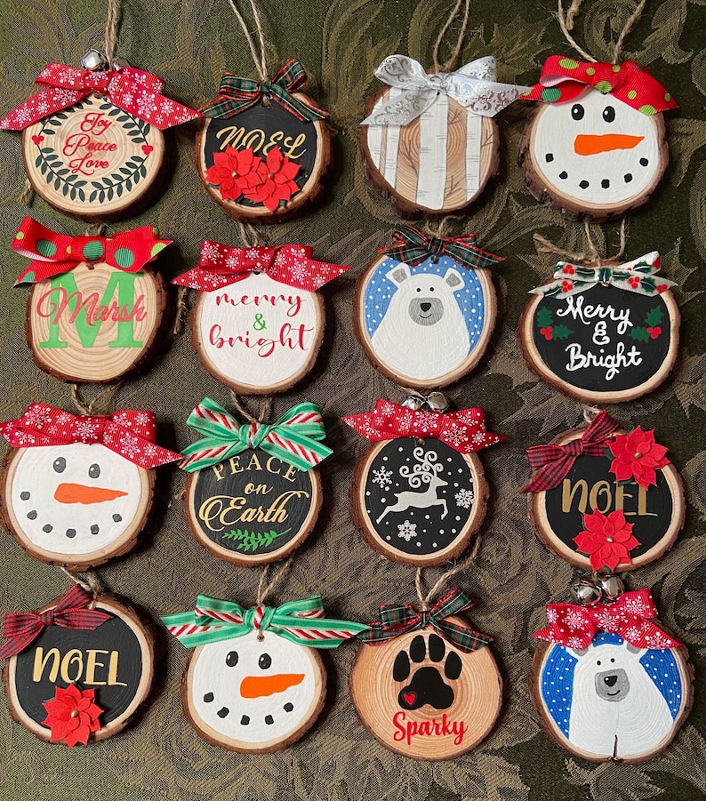 Wood Slice Ornaments Christmas Ornaments Holiday Custom | Etsy