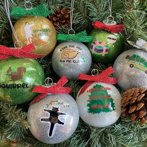 National Lampoon&#39;s Christmas Vacation Glitter Ornaments, Christmas Ornaments, Glitter, Christmas Vacation movie, Christmas Vacation, Funny
