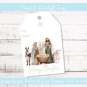 Printable Christmas Gift Tags Nativity Instant Download - Etsy