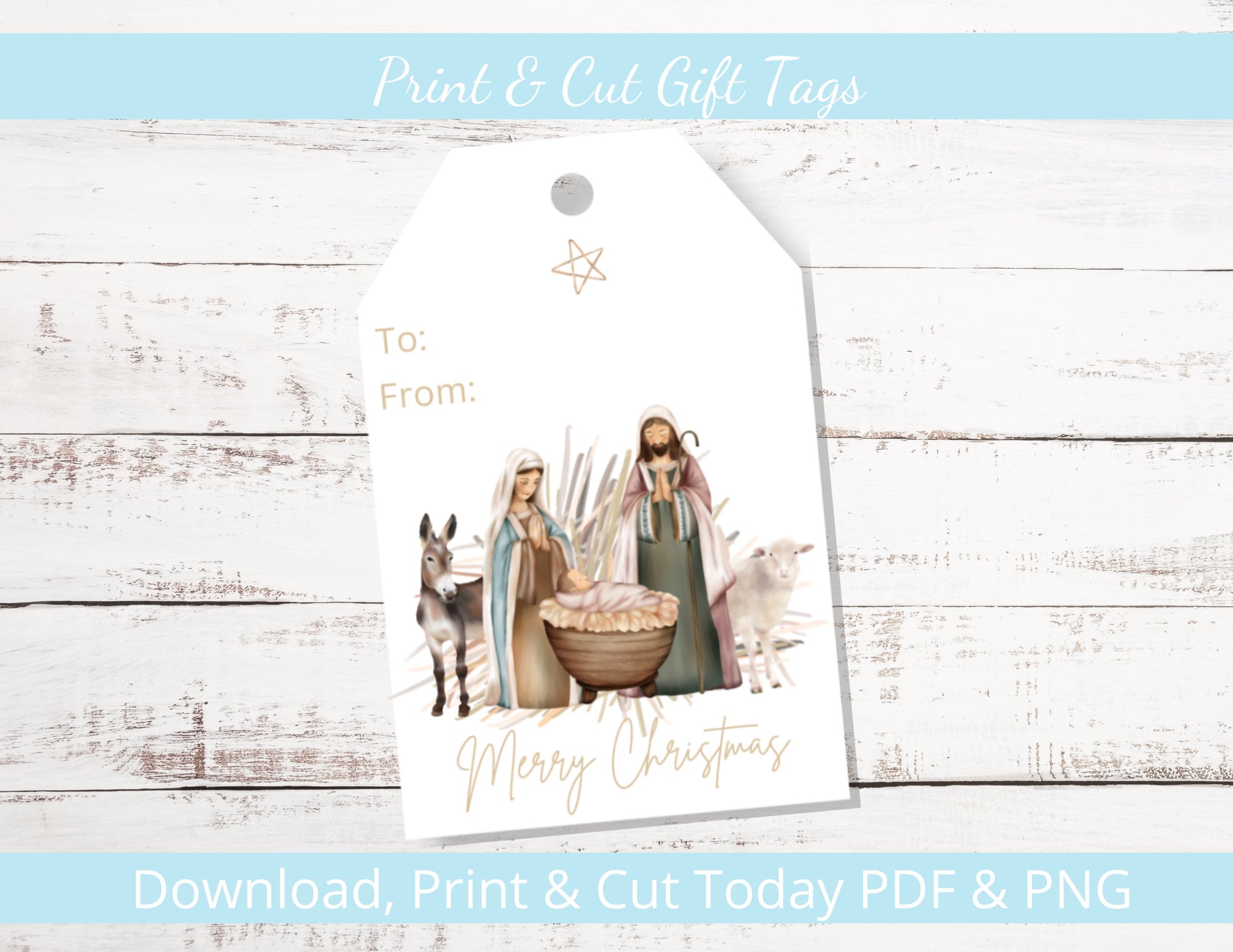 Printable Christmas Gift Tags Nativity Instant Download - Etsy