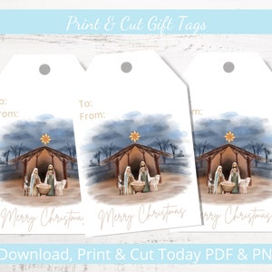 Printable Christmas Gift Tags Nativity Instant Download - Etsy