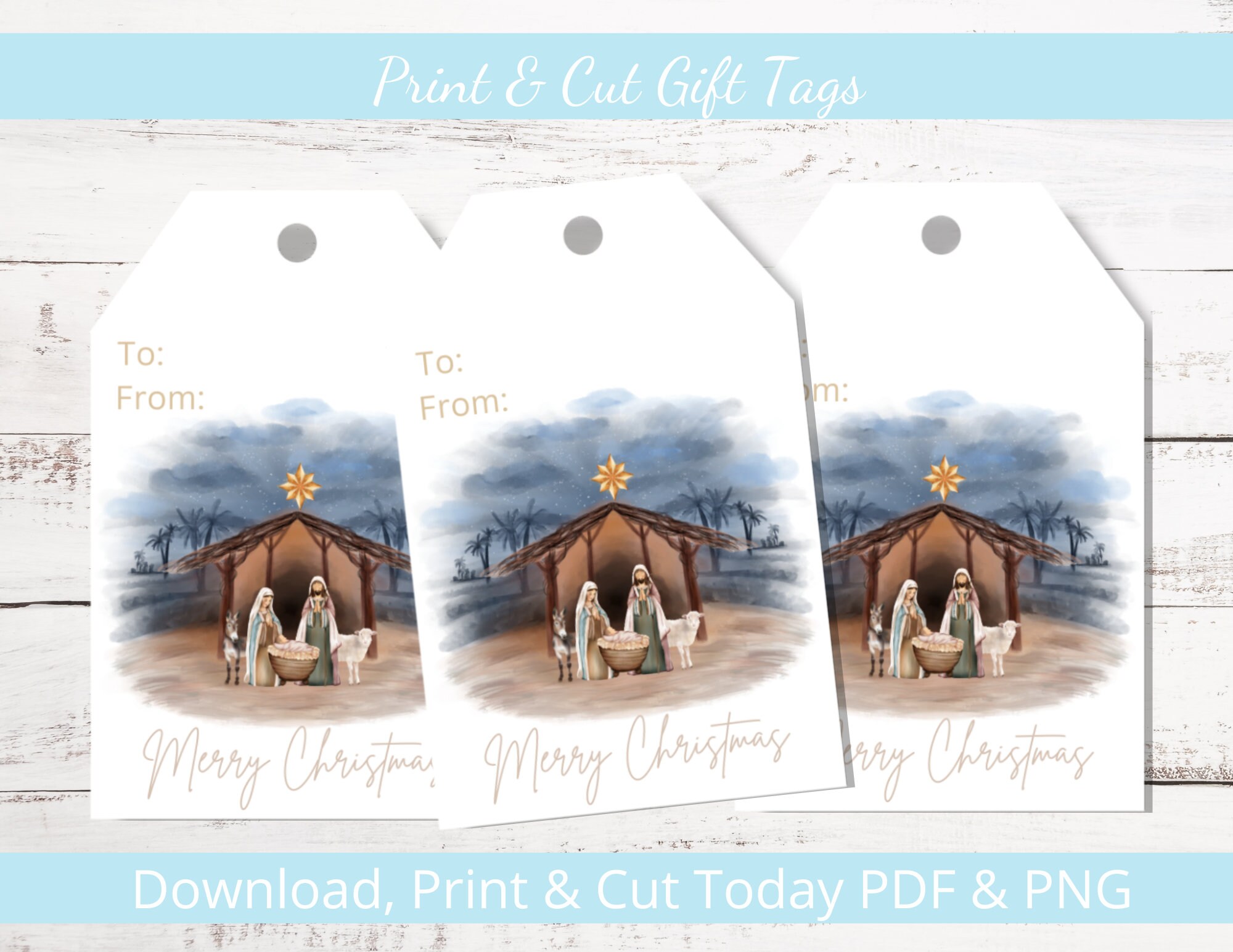 Printable Christmas Gift Tags Nativity Instant Download - Etsy