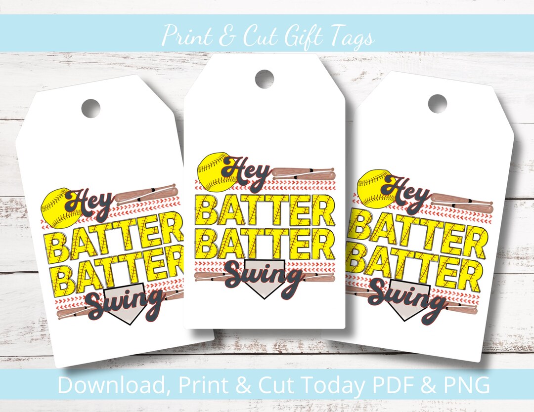 Softball Gift Tags Instant Download Here Batter Batter Gift Tags ...
