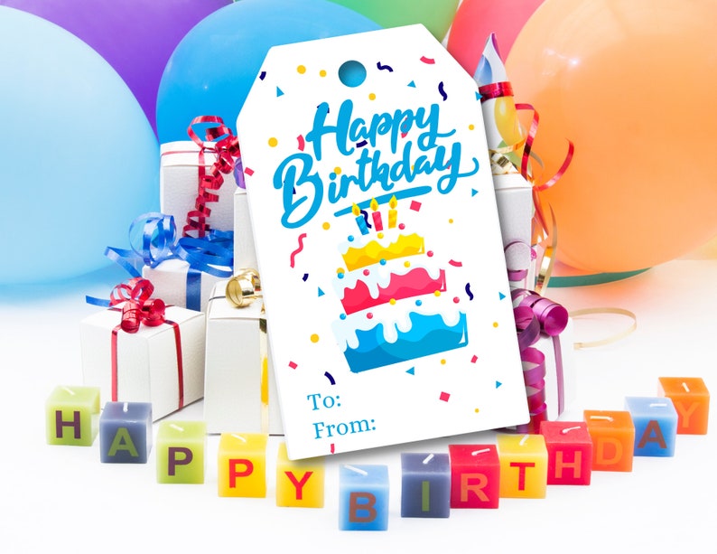 Happy Birthday Gift Tags Cake Birthday Tags Set of 16 Etsy