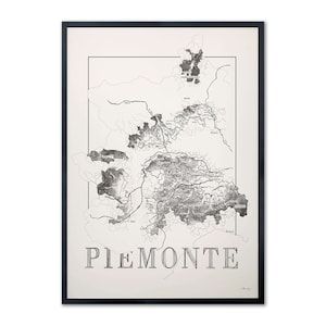 Wijnkaart van Piemonte, kaart van de wijnregio Piemonte