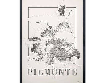 Wine Map of Piemonte, Piemonte wine region map