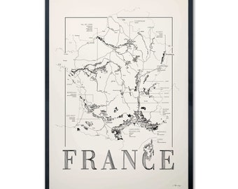 Carte des vins de France, carte des régions viticoles de France