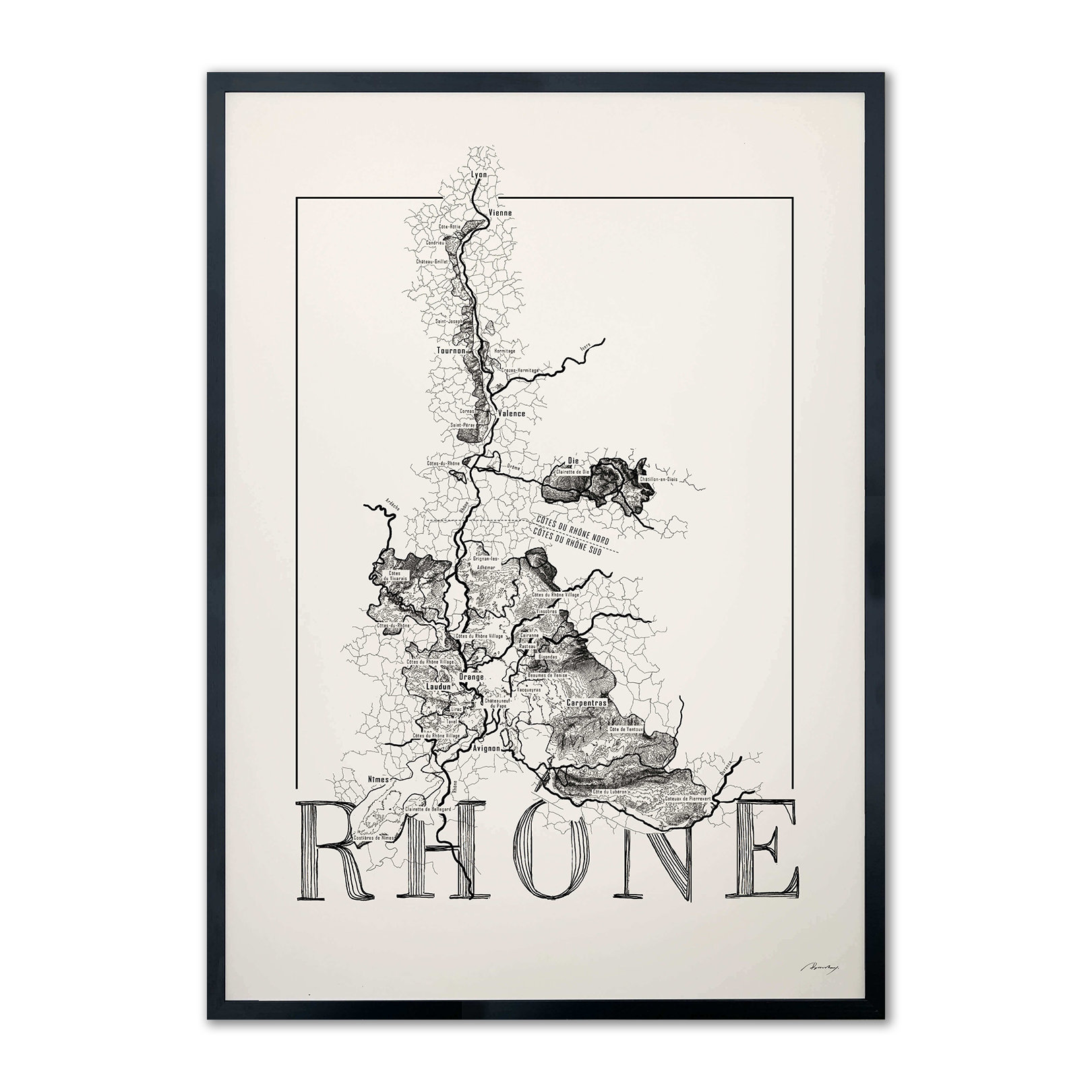 Wine map of Rhône, Rhône wine region map