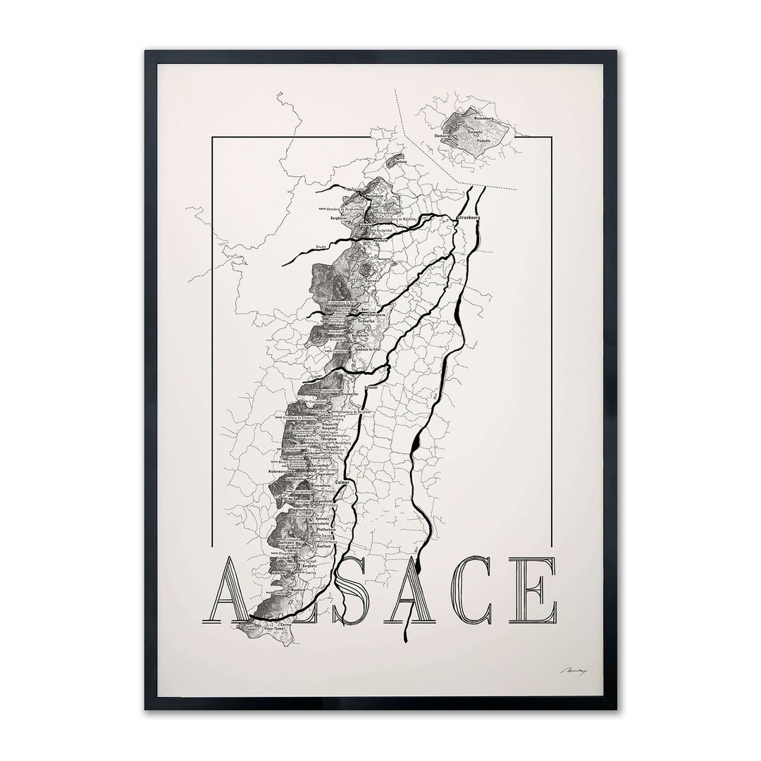 Wine Map Of Alsace Alsace Wine Region Map Etsy