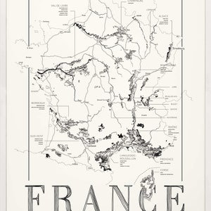 Carte des vins de France, carte des régions viticoles de France White