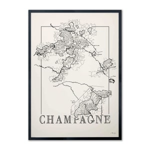 Wijnkaart van Champagne, kaart van de Champagne-wijnregio