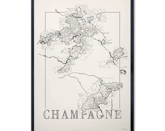 Carte des vins de Champagne, carte des régions viticoles de Champagne