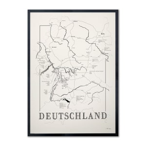 Mapa win Niemiec, mapa niemieckich regionów winiarskich