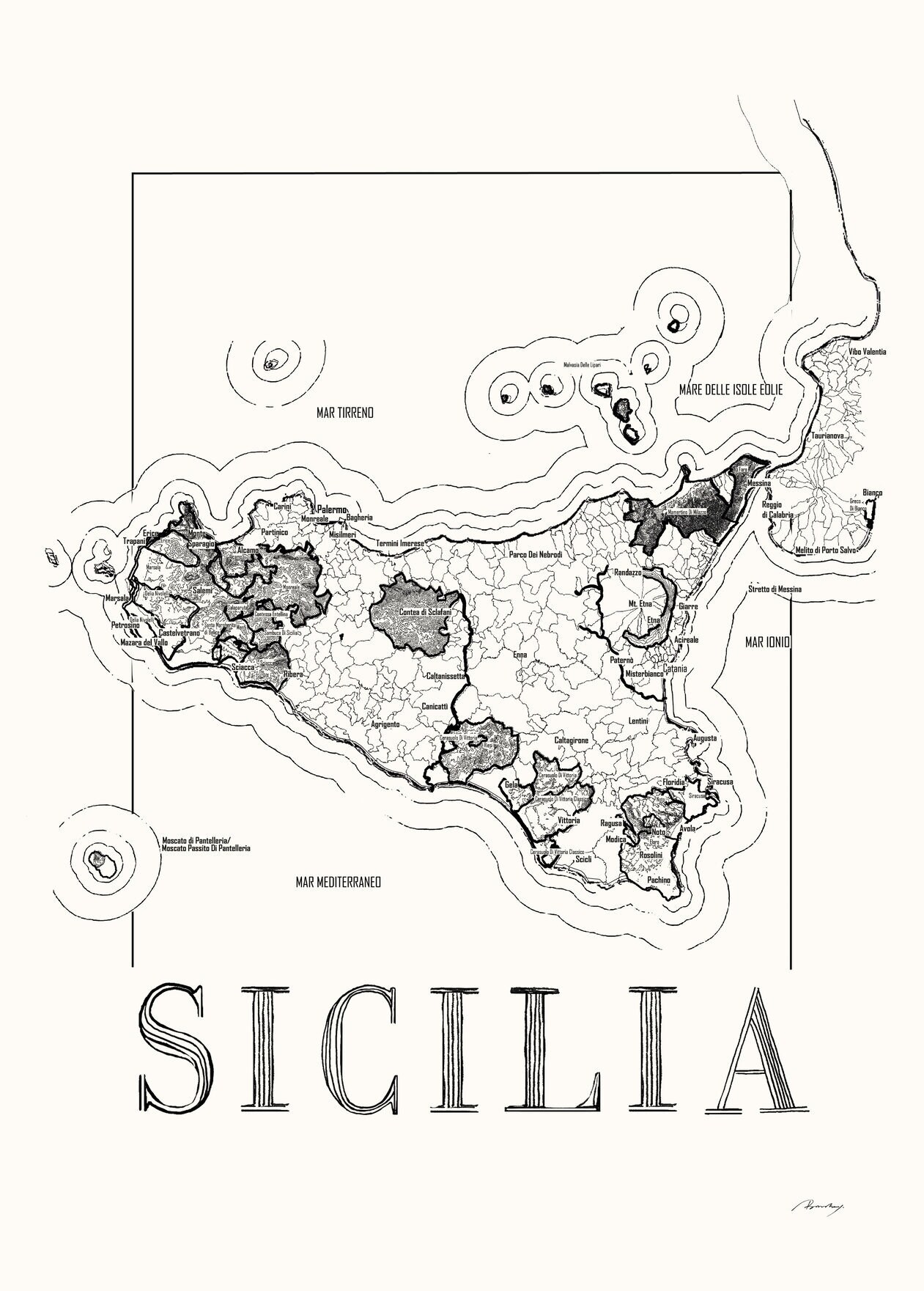 Wine Map of Sicily, Sicily Wine Region Map - Etsy