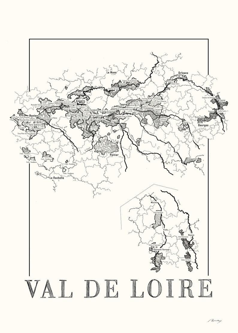 Wine Map of Loire Valley, Loire Valley Wine Region Map - Etsy