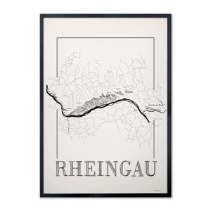 Mapa win Rheingau, mapa regionu winiarskiego Rheingau