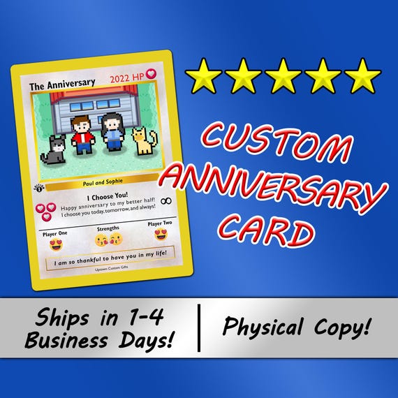 Custom Anniversary Pokemon Card Style Gift - Quick Processing Time - Anniversary, Wedding, Valentine’s Day