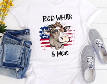 Independence Day Gift Shirt, Red White And Moo 4th July Gift Shirt For Mens, Womens, Youths