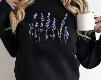 Lavender Flowers Graphic Tee - Botanical Women's T-Shirt
